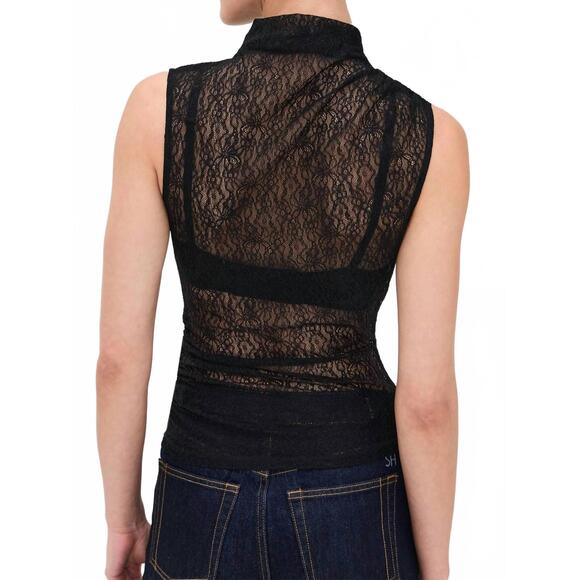 NEW VERONICA BEARD mylie lace sleeveless top in black - Picture 3 of 7